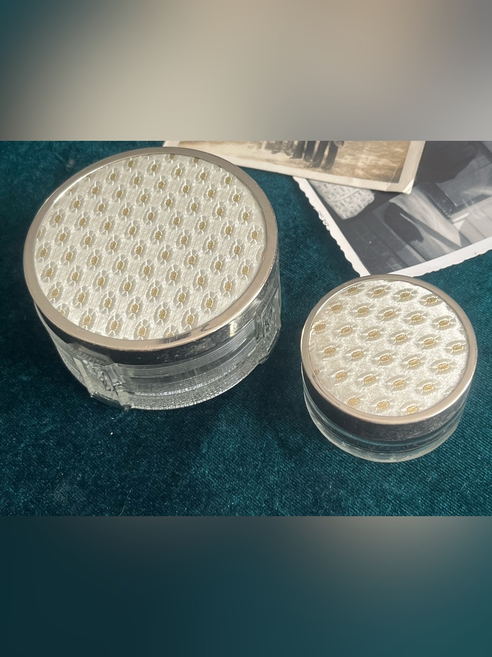 Vintage Art Deco Glass Vanity Powder Jar Pair Set – Dominion Glass